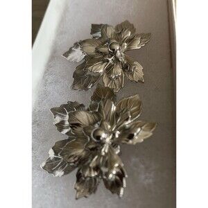 Vtg Earrings SAC Sarah Coventry Silver Tone Flowers Clip On Bright Ornate Nature